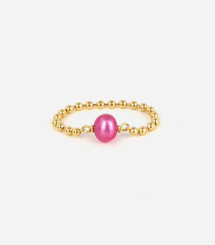 Yellow Gold Plated / Pink Pearl