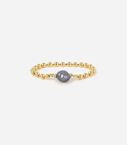 Yellow Gold Plated / Gray Pearl