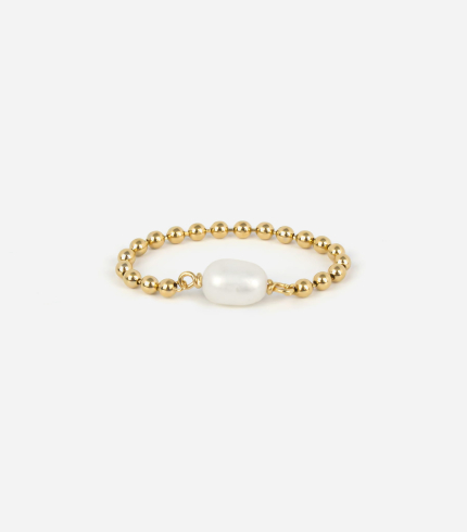 Yellow Gold Plated / White Pearl